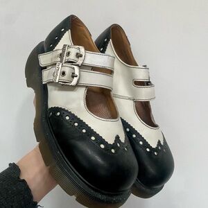 Dr. Martens Black and White Chunky Mary Janes